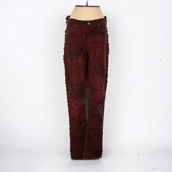 Citizens of Humanity Mandy High Waist Retro Slim Roll Up Jeans in Red Snake - Picture 2 of 10